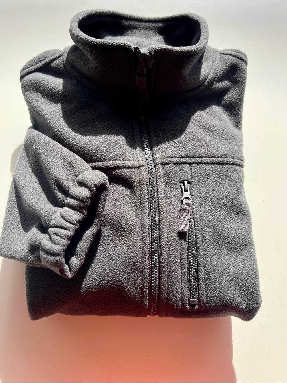 Men’s Gray Fleece Jacket - Lightweight Zip Front